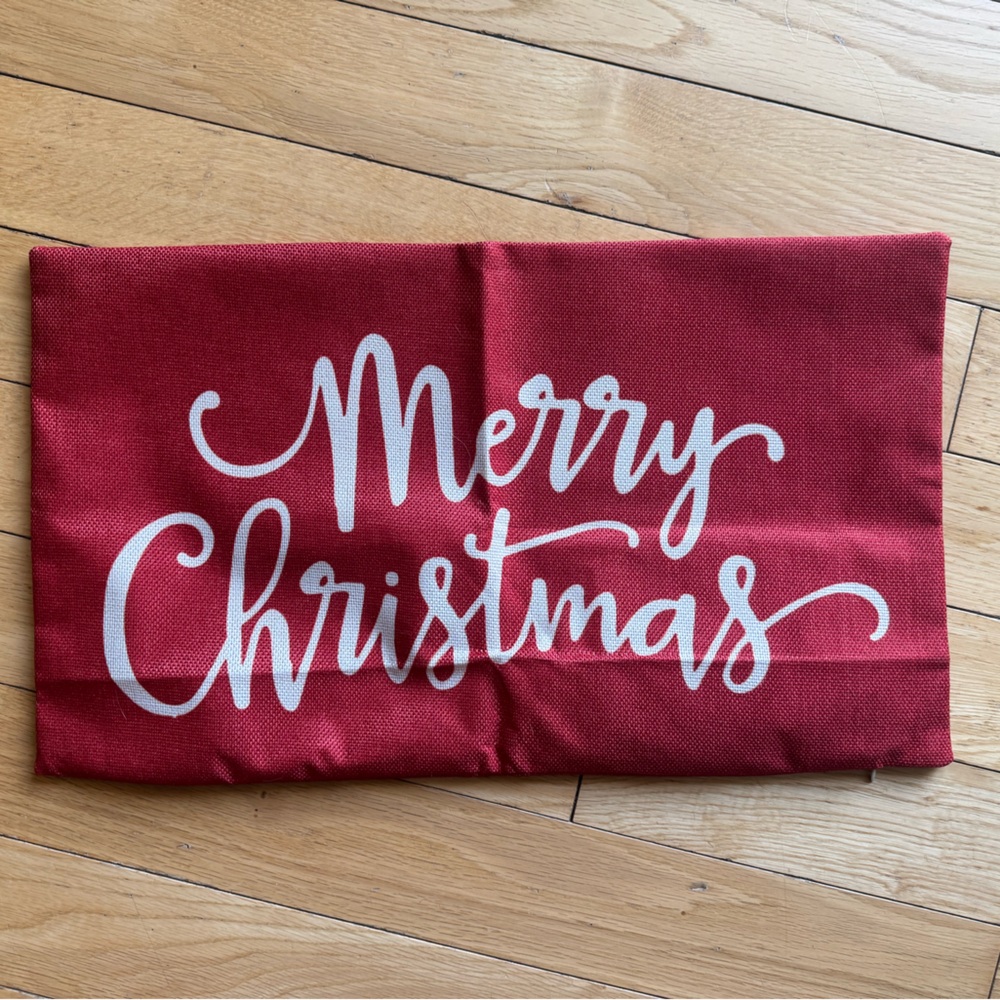 New Merry Christmas Pillow Cover in Red 12" x 20" (no fill)